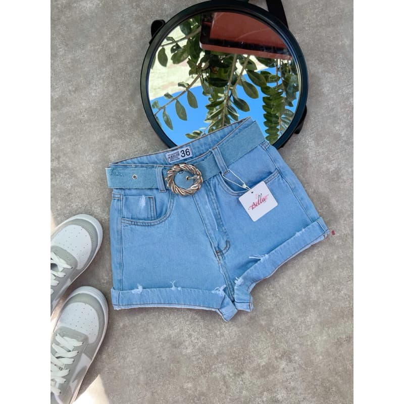 short jeans, saia Jeans,short mom, short bordado, short com cinto