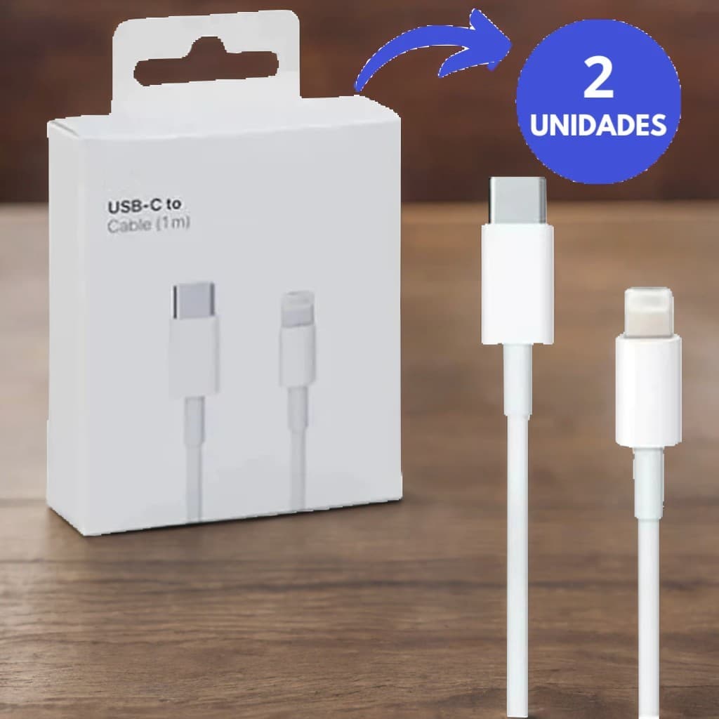 Cabo de iPhone Lightning Carregamento Rápido Tipo C - iPhone iPad iPod Apple Watch [Kit 2 Cabos]