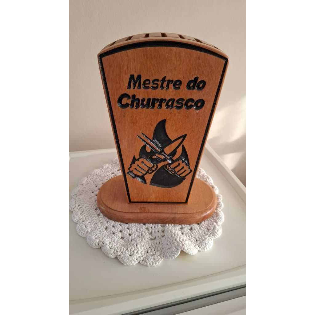 Porta facas, madeira artesanal, mestre do churrasco
