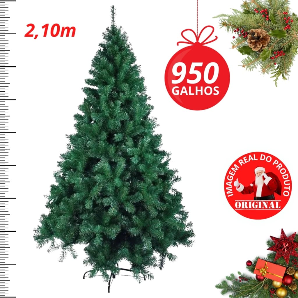 Árvore Natal Verde 2,1m 950 Galhos Pinheirinho Tradicional