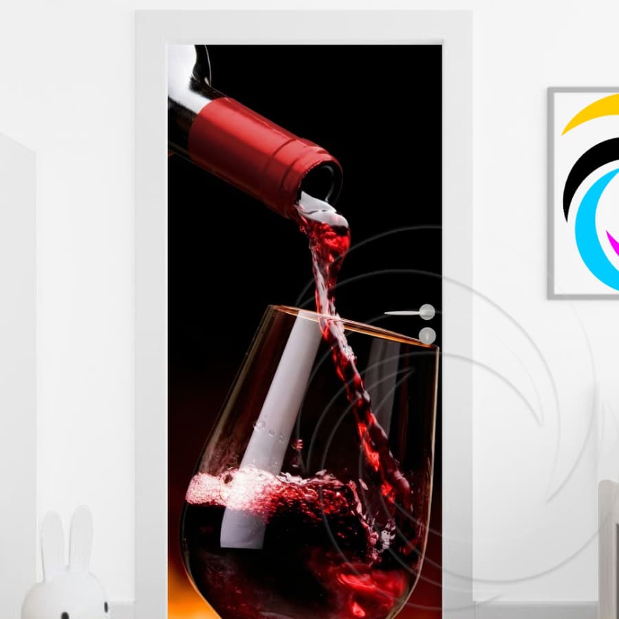 Taça de Vinho 03512 - Papel Parede Adesivo para Portas de Madeira ou Vidro Decoração Revestimento
