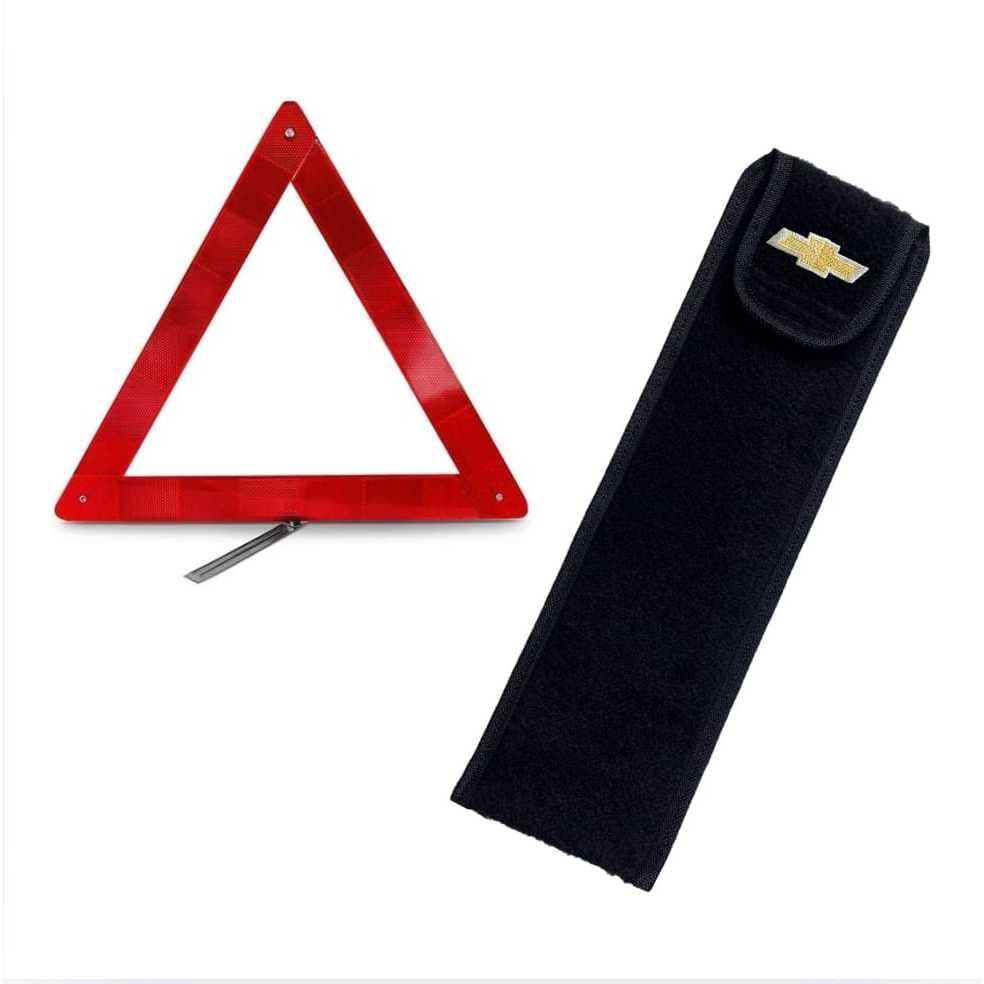 Porta Triangulo Gm Chevrolet Carpete Preto + Triangulo De Segurança Sinalização Universal