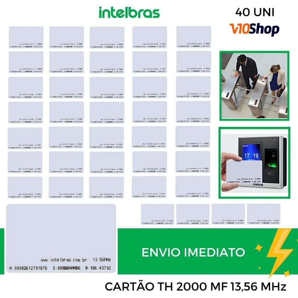 Kit 40 Cartão de Proximidade Rfid 13.56 Mhz Th 2000 MF Intelbras Abertura Fechadura Controle Acesso
