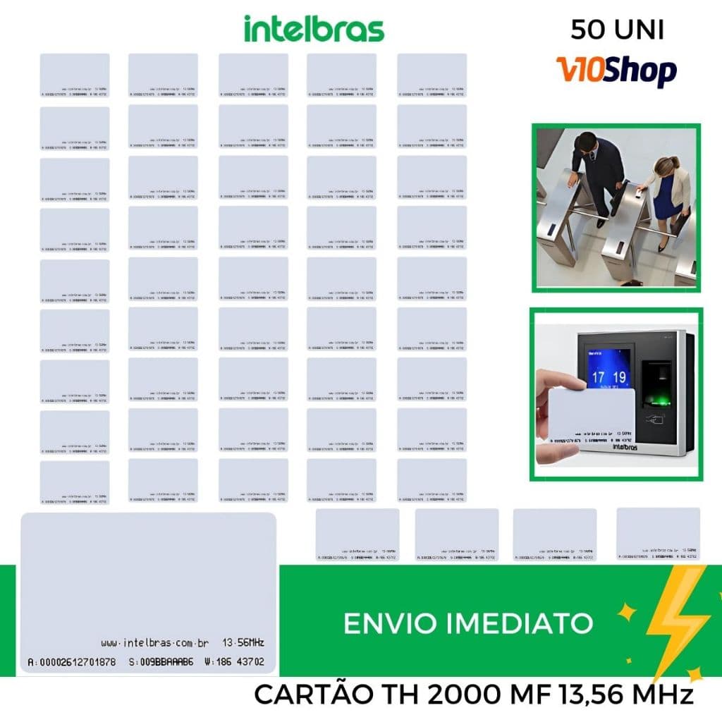 Kit 50 Cartão de Proximidade Rfid 13.56 Mhz Th 2000 MF Intelbras Abertura Fechadura Controle Acesso
