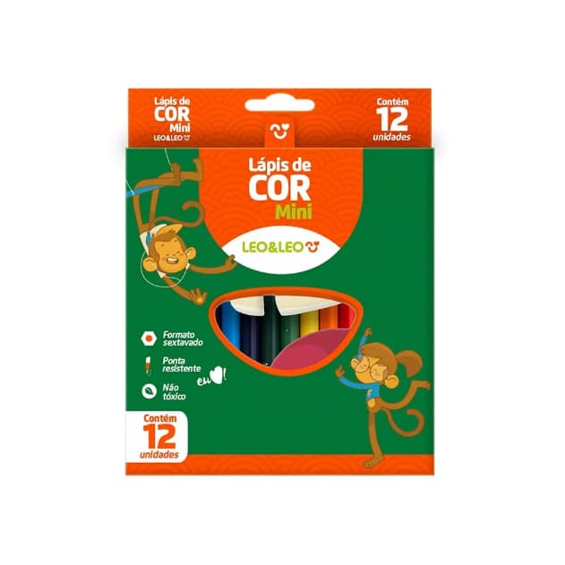 Lápis De Cor Mini 12 Cores leo&leo