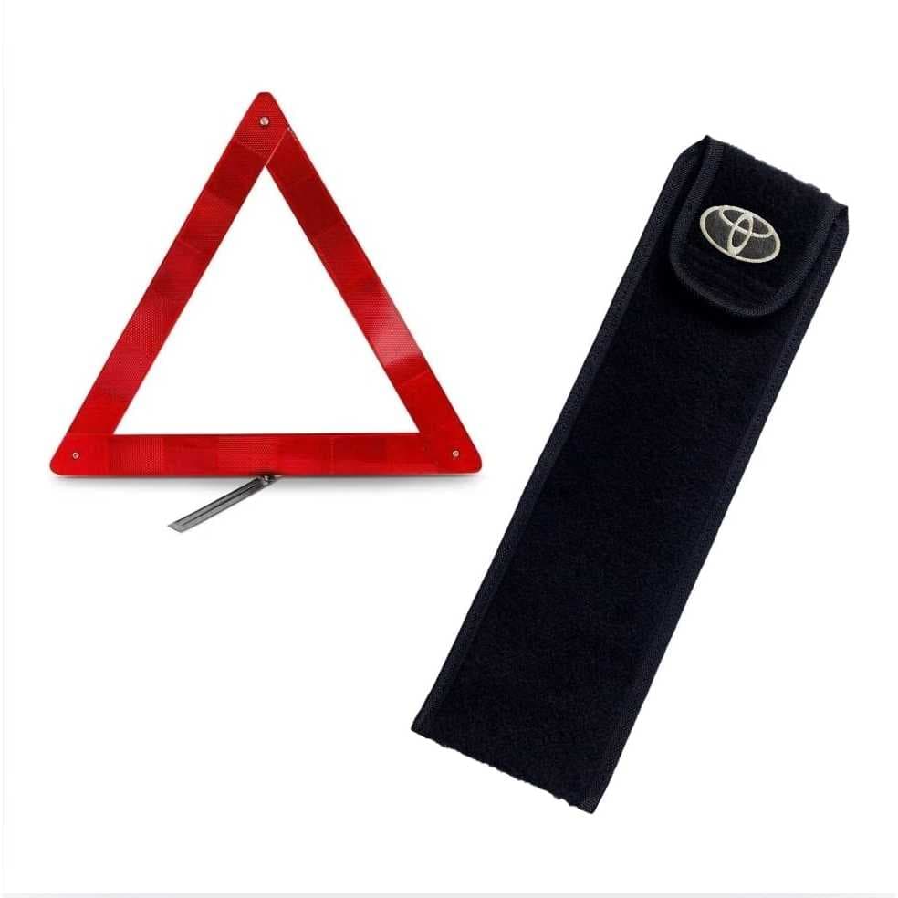Porta Triangulo Toyota Carpete Preto + Triangulo De Segurança Automotivo Para Sinalização Universal