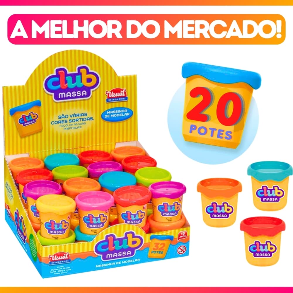 Kit 10 Potes Potinho De Massinha Massa De Modelar Divertoys