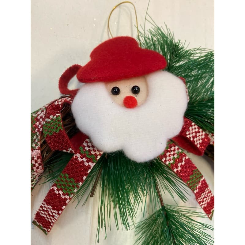 Guirlanda de Natal Rústica De Galhos Secos Com Decoração papai noel 20cm, Guirlanda Natalina