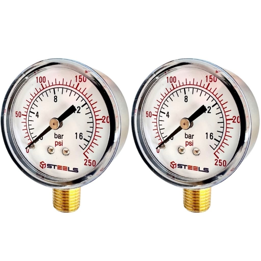 Kit Manômetro Vertical Para Compressor 250 PSI Rosca 1/4 NPT 02 Unidades