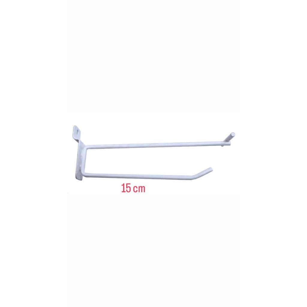 50 Ganchos Porta Preço para Painel Canaletado 15cm Branco e Preto + Etiqueta PVC Cristal