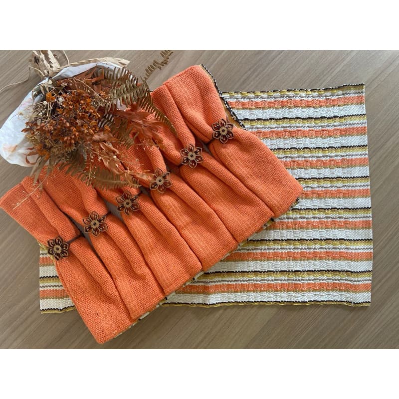 Kit Jogo Americano 6 Lugares,  Com Franja, Sem Franja, Tear Mineiro, 6 Peças, Decoração De Mesa, Guardanapo