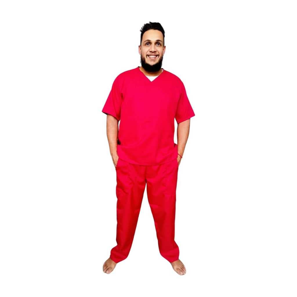 calça umbanda e candomblé vermelha oxford roupa de umbanda.com 2 bolsos