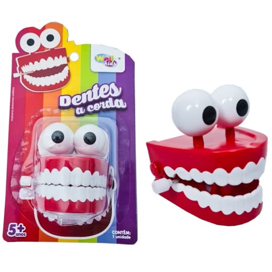 Brinquedo Boca Dentadura Maluca Divertida À Corda Pula Pula