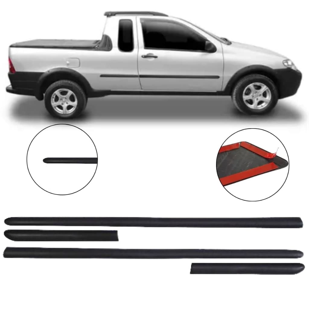 Kit Jogo Friso Lateral da Porta Strada Fire 2000 a 2004 2 Portas 4 Peças