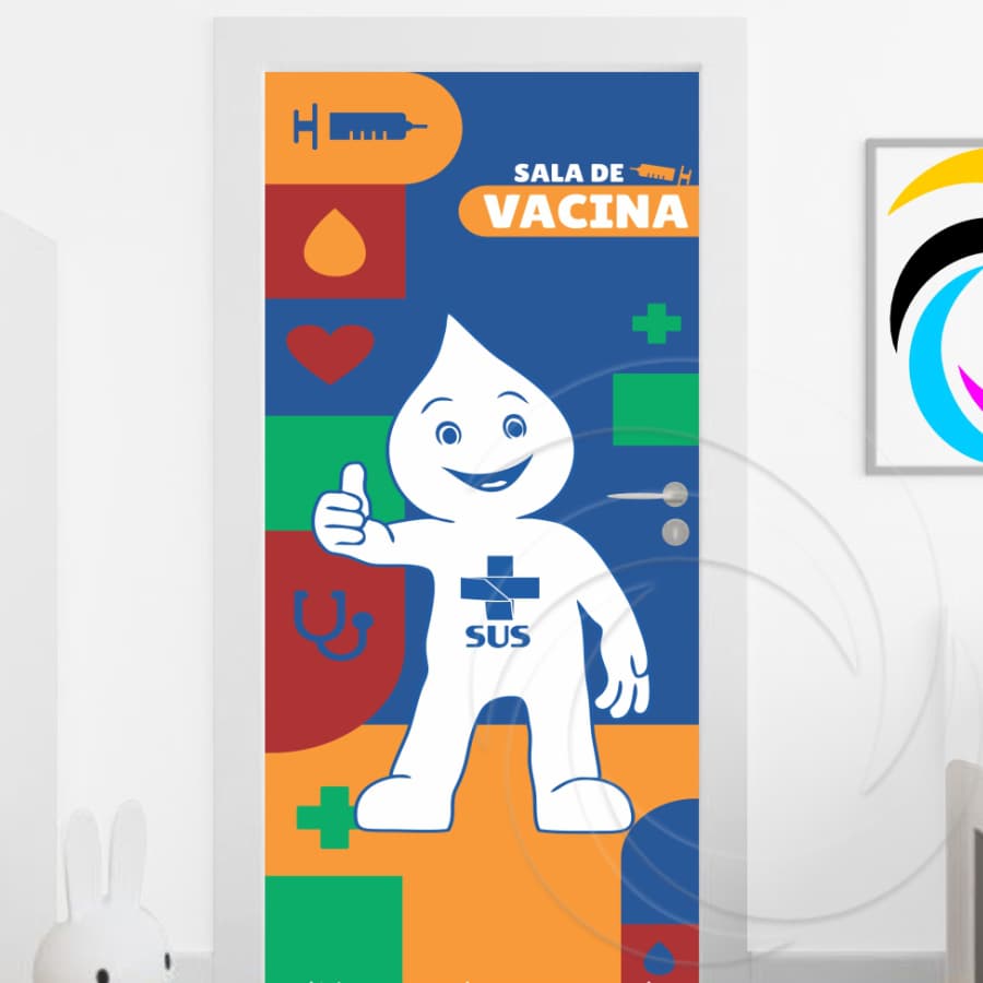 Zé Gotinha 02538 - Papel Parede Adesivo para Portas de Madeira ou Vidro Decoração Revestimento