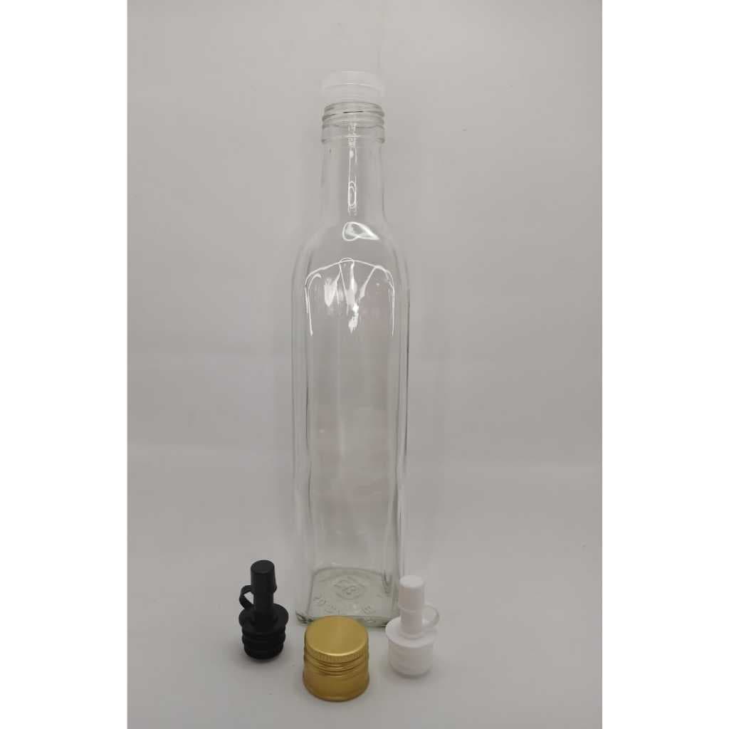 GALHETEIRO VIDRO QUADRADO 500ML TRANSP. KIT 01 UNID.-AZEITE/VINAGRE  COZINHA COM BICO DOSADOR