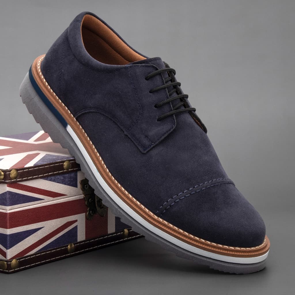 Oxford Masculino Brogue Camurça Confortável Sola Bicolor Estilo Inglês Elegante Moda Trabalho