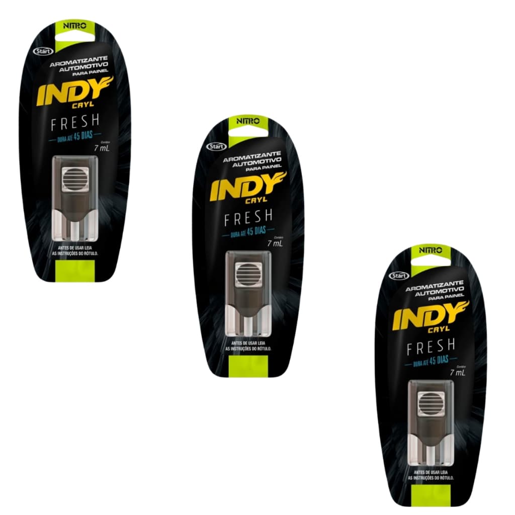 Kit 3 Aromatizante Automotivo Painel Indy Cryl Fresh 7ml Start