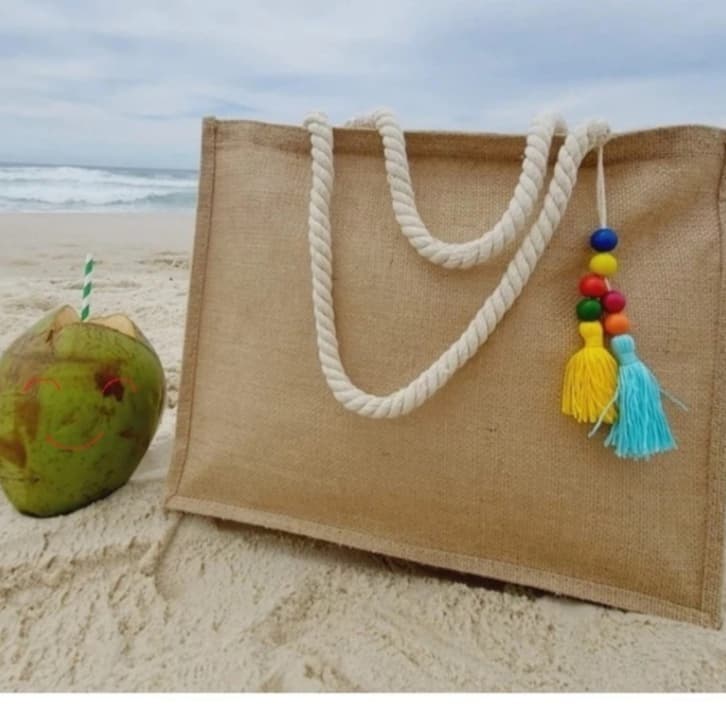 Bolsa de Palha Feminina Com Zíper e Alça Cordão