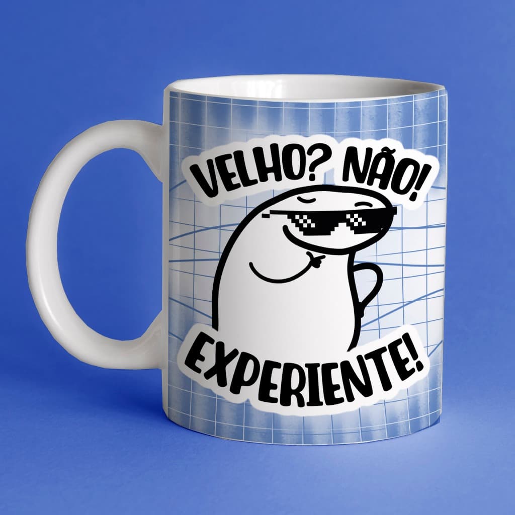 Caneca Bento Flork frase Velho? não! Experiente