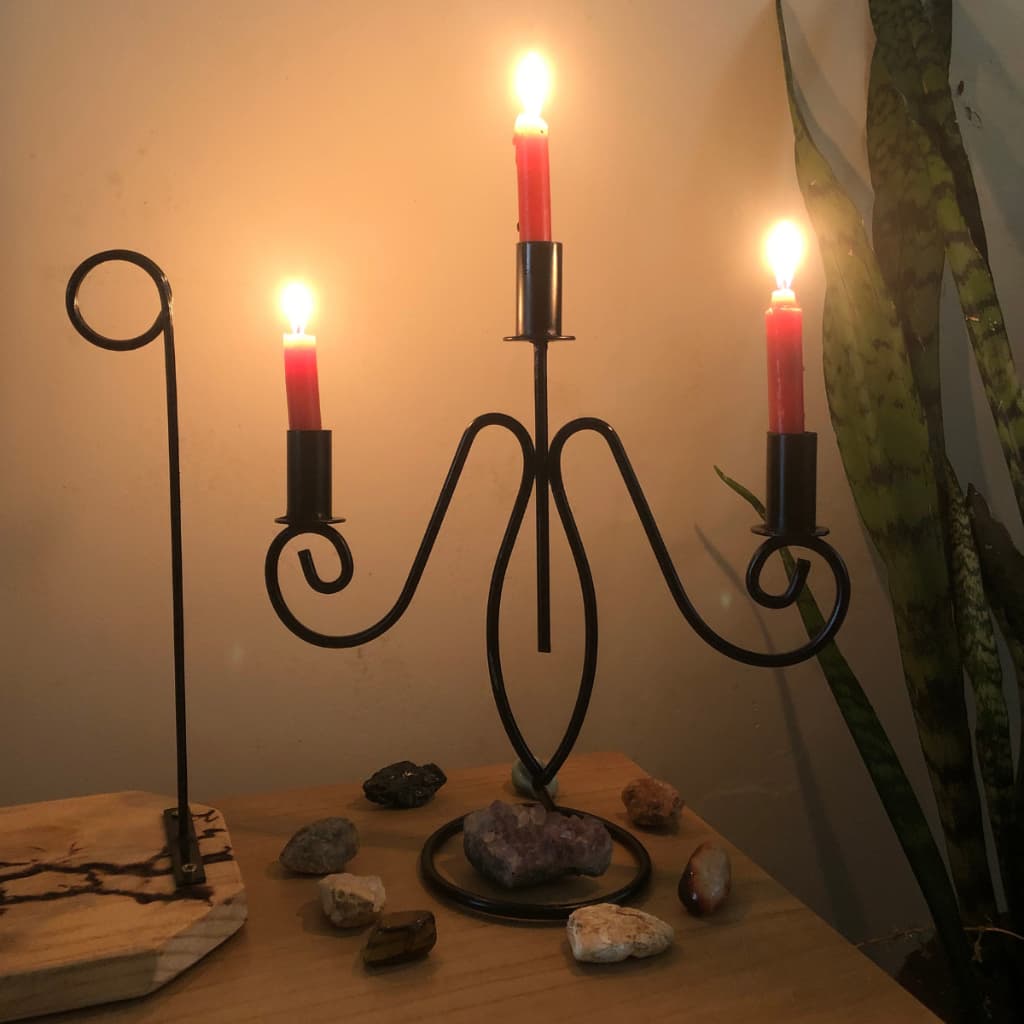 Kit 2 Castiçal De Ferro Porta Vela Enfeite Decoração Luxo Natal Ornamentado Preto