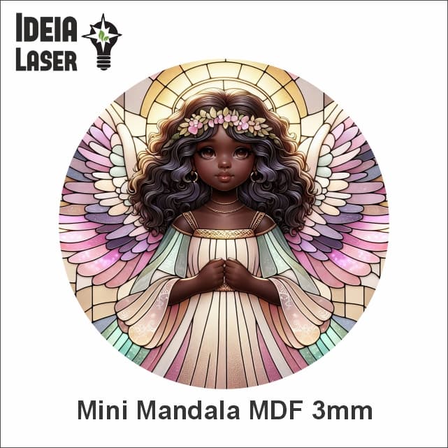 Anjinha Mod3 - Mini Mandala MDF - Arte Estilo Vitral