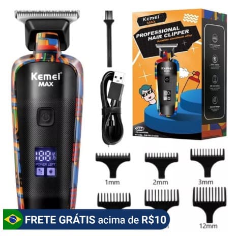 Máquina De Cortar Cabelo Profissional Elétrica Kemei Max KM-5090 Recarregável