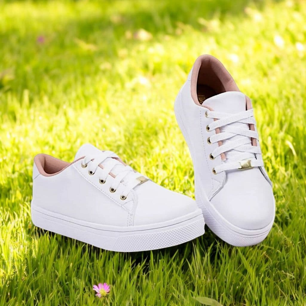 Tênis Casual Feminino Cadarço Confortável Sapatenis Moderno Macio