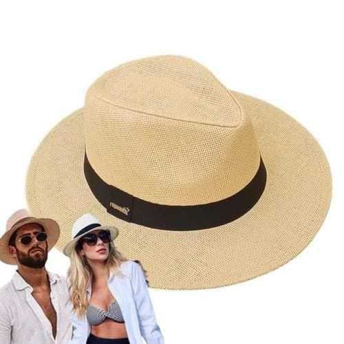 Chapéu Panamá Unissex Para Verão Praia Chapéu Moda panamá aba Larga Casual Praia Masculino Feminino