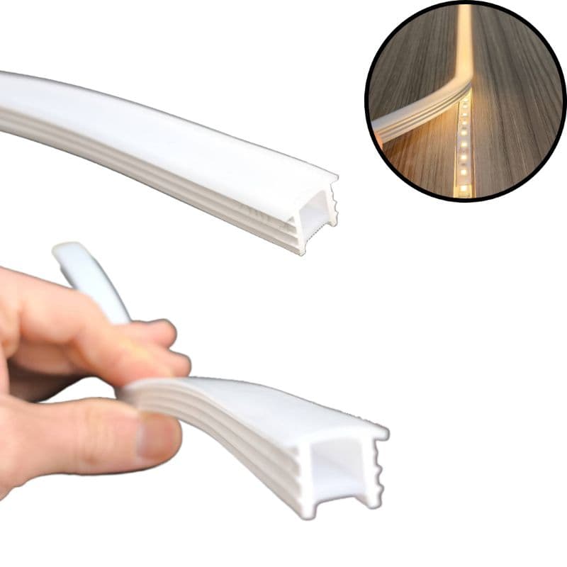 Perfil Flexível Embutir Branco p/ Fita LED – Ideal Móveis e Marcenaria