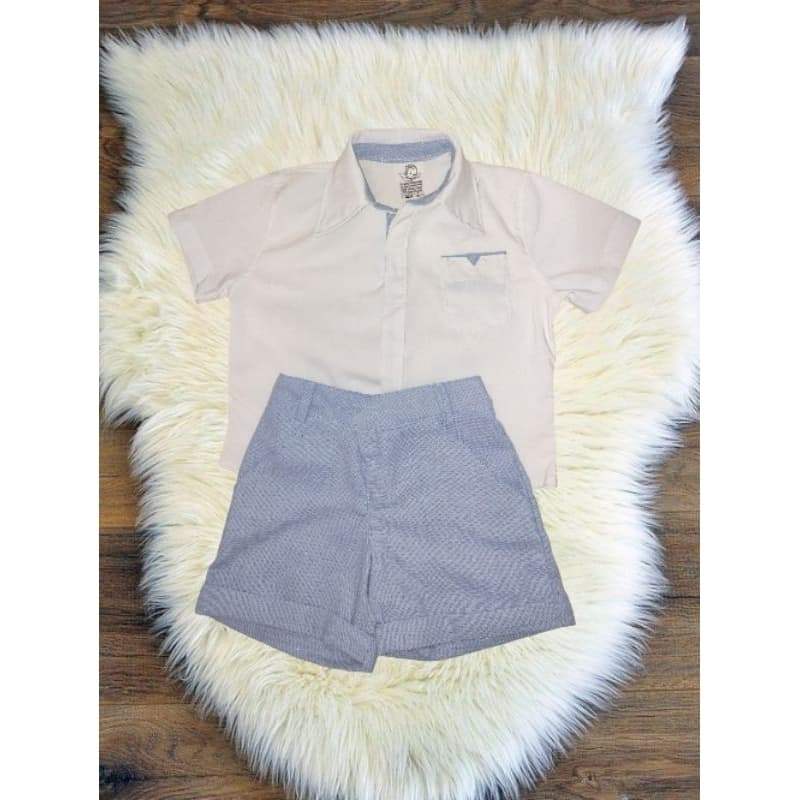 conjunto bebê menino camisa social mais short