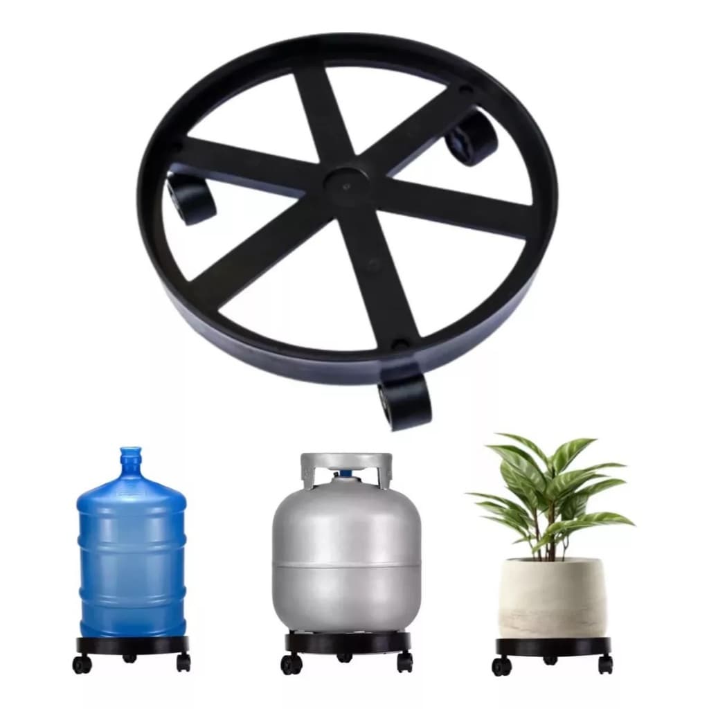 Suporte Móvel com Rodinhas para Botijão de Gás ou Vasos de Plantas - 55kg - Preto - Funcionalidade e Estilo!
