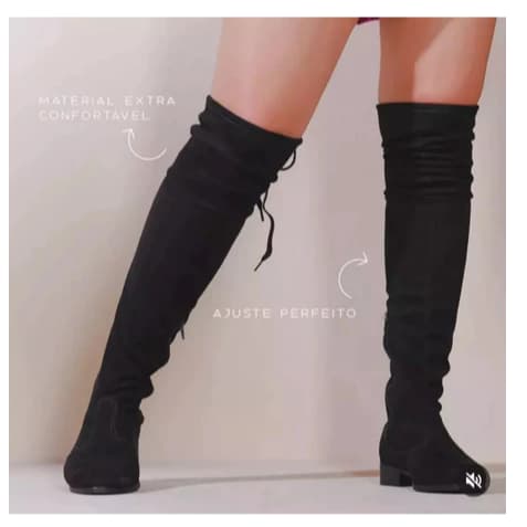 Bota Over The Knee Montaria em camurça para mulheres empoderadas elegantes promoção