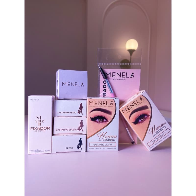 Henna Design de Sobrancelha - Fixador Menela - Brow Frozen - Pasta Magica Brow Lamination - Removedor de Hennas