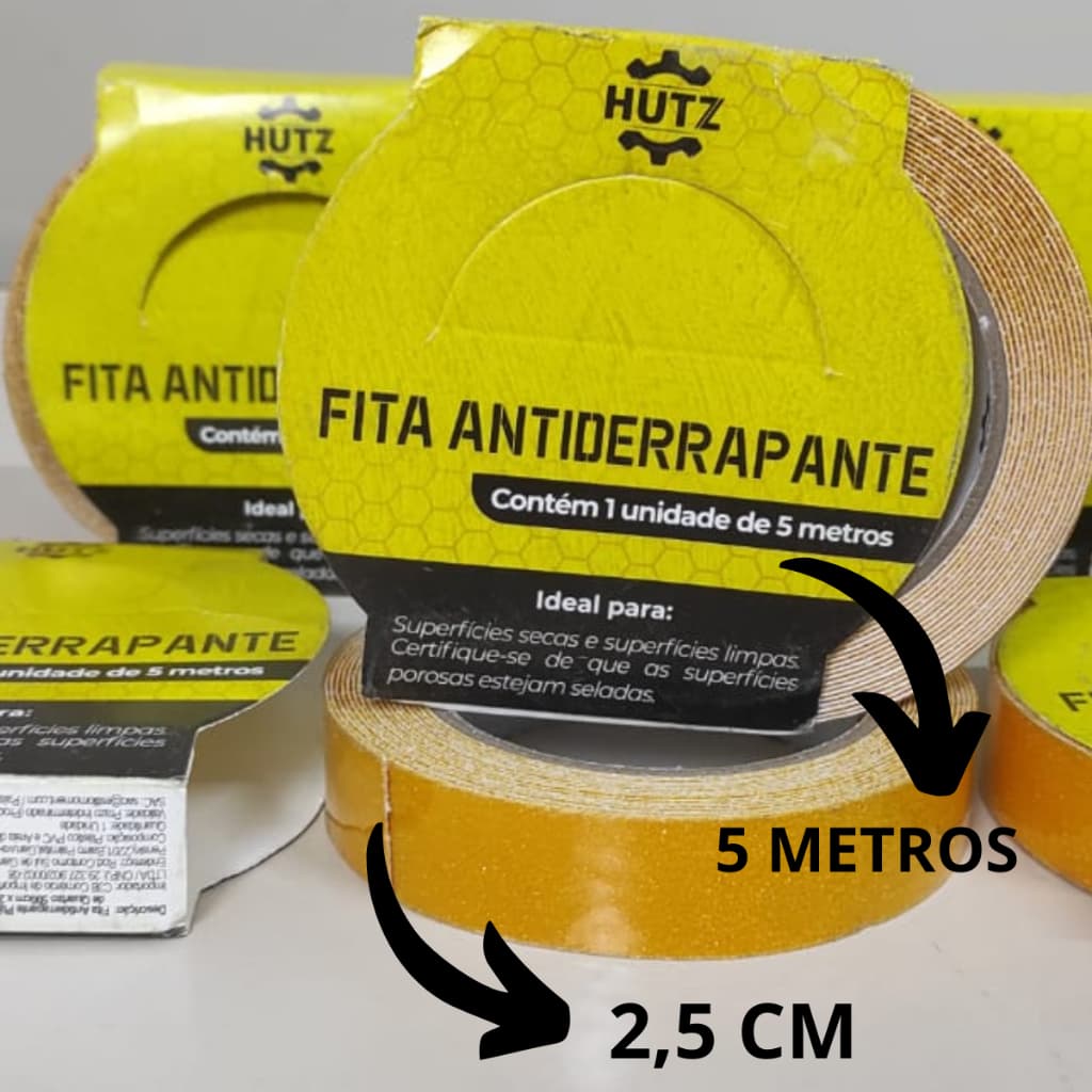 5 Metros Fita Lixa Adesiva Antiderrapante zebrada ou Amarela com 2,5 cm Piso Escada Rampa