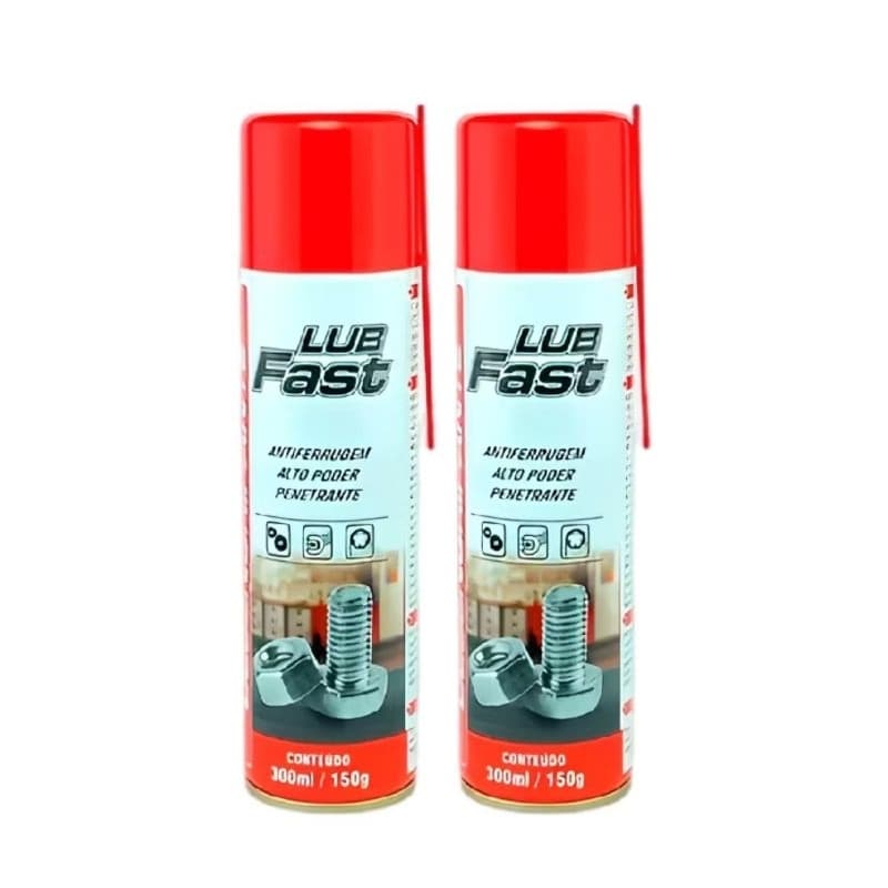 Óleo lubrificante Kit 2 Desengripante Spray Antiferrugem Lub Fast 300ml Lubrificante