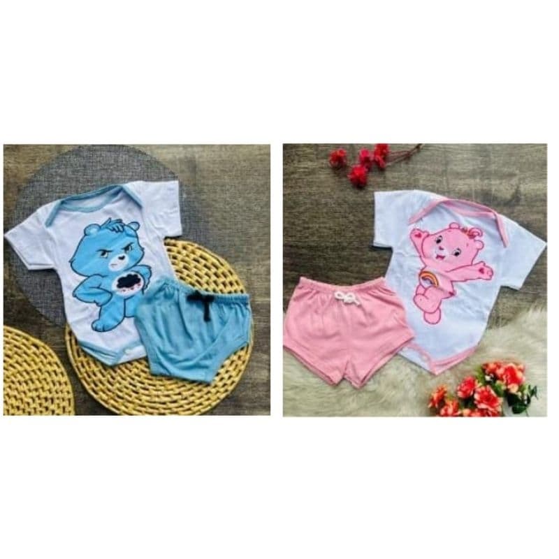 Kit 2 Peças Ursinhos Carinhosos / Kit Body Menino e Menina / Tamanho Único. Veste até 3 Meses
