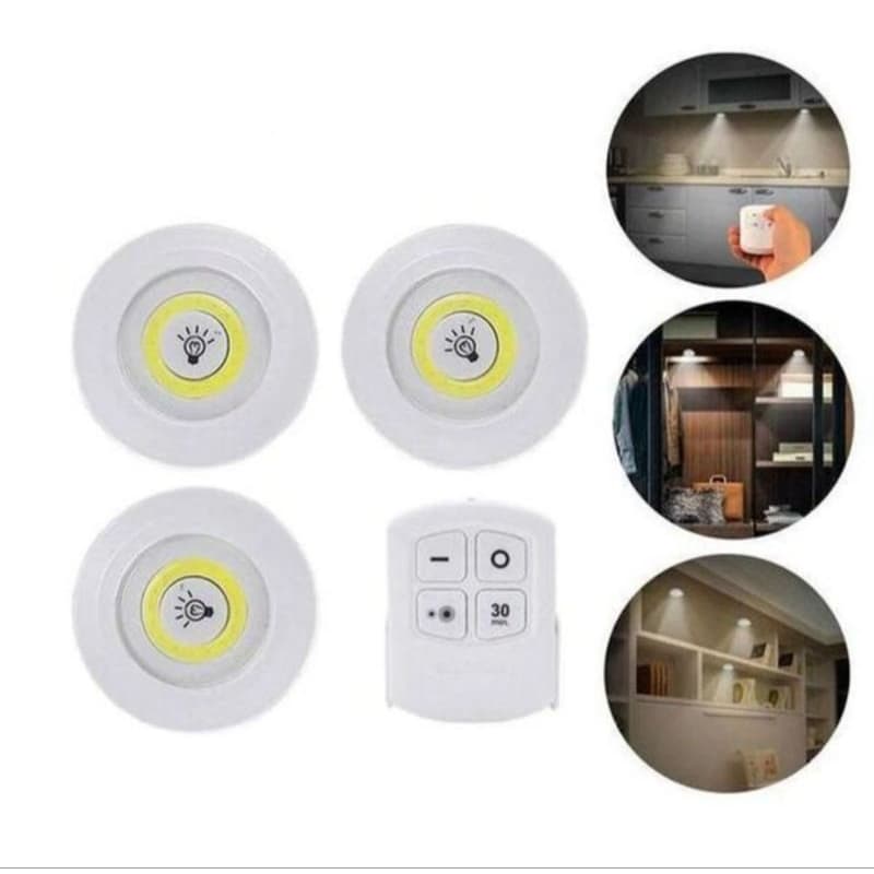 Kit 3 Lâmpadas Spot Led Sem Fio Luminária + Controle Remoto