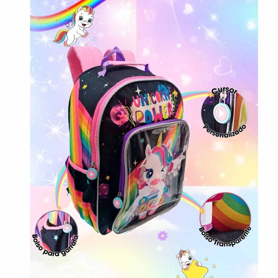 Mochila Infantil Unicórnio de Costas Creche Meninas