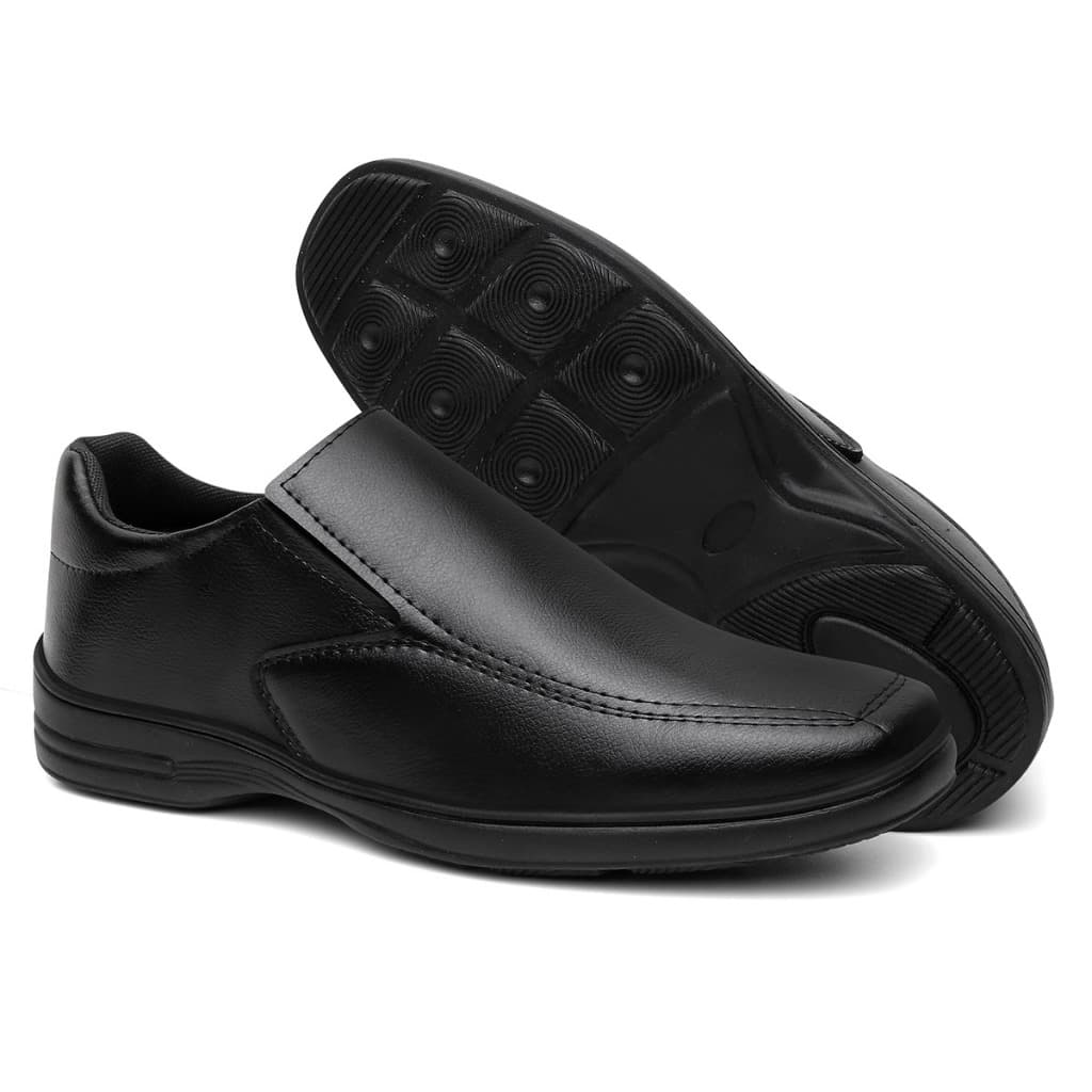 Sapato Derby Masculino Preto Slip On Formal Social Elegante