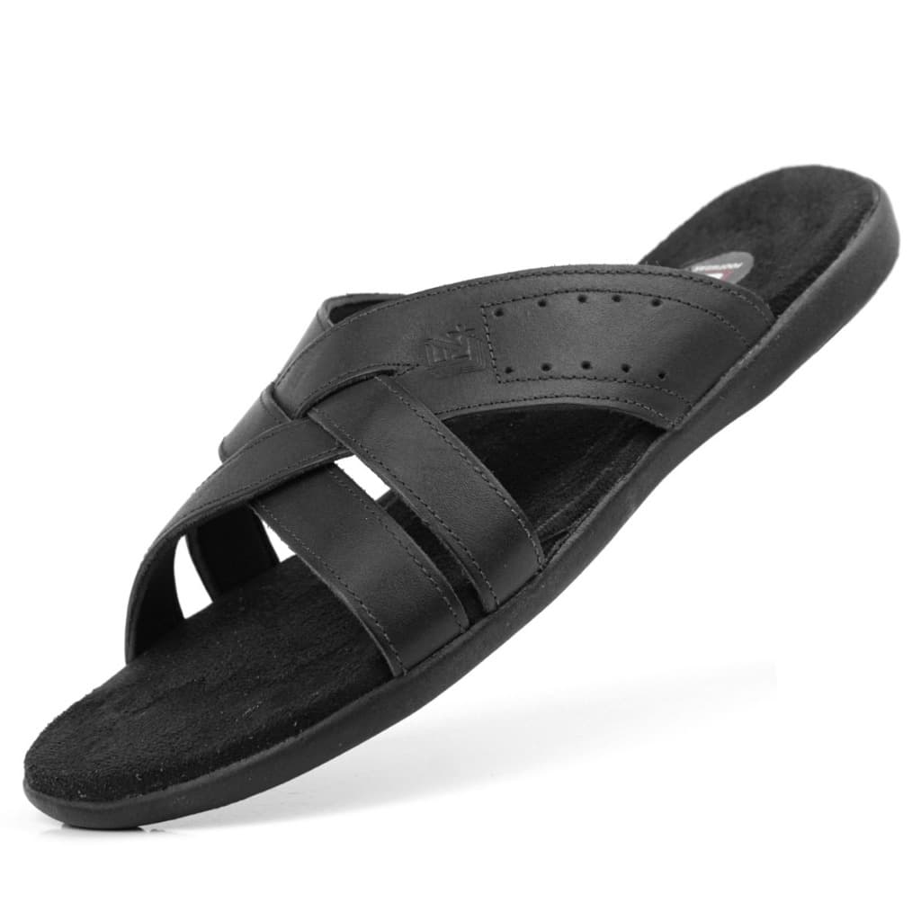 Chinelo Masculino Preto em Couro Super Confortável Promoção