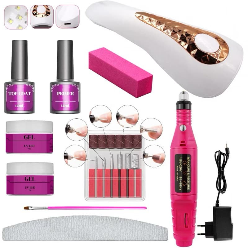 Kit Alongamento De Unha Gel Cabine Estufa+Polygel +LIXA 100 Unhas Tips/MOLDF1/poligel