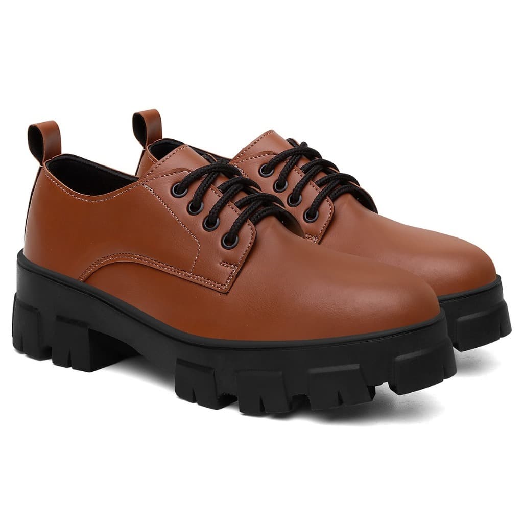 Mocassim Feminino Caramelo Sola Grossa Tratorada Chunky Robusto