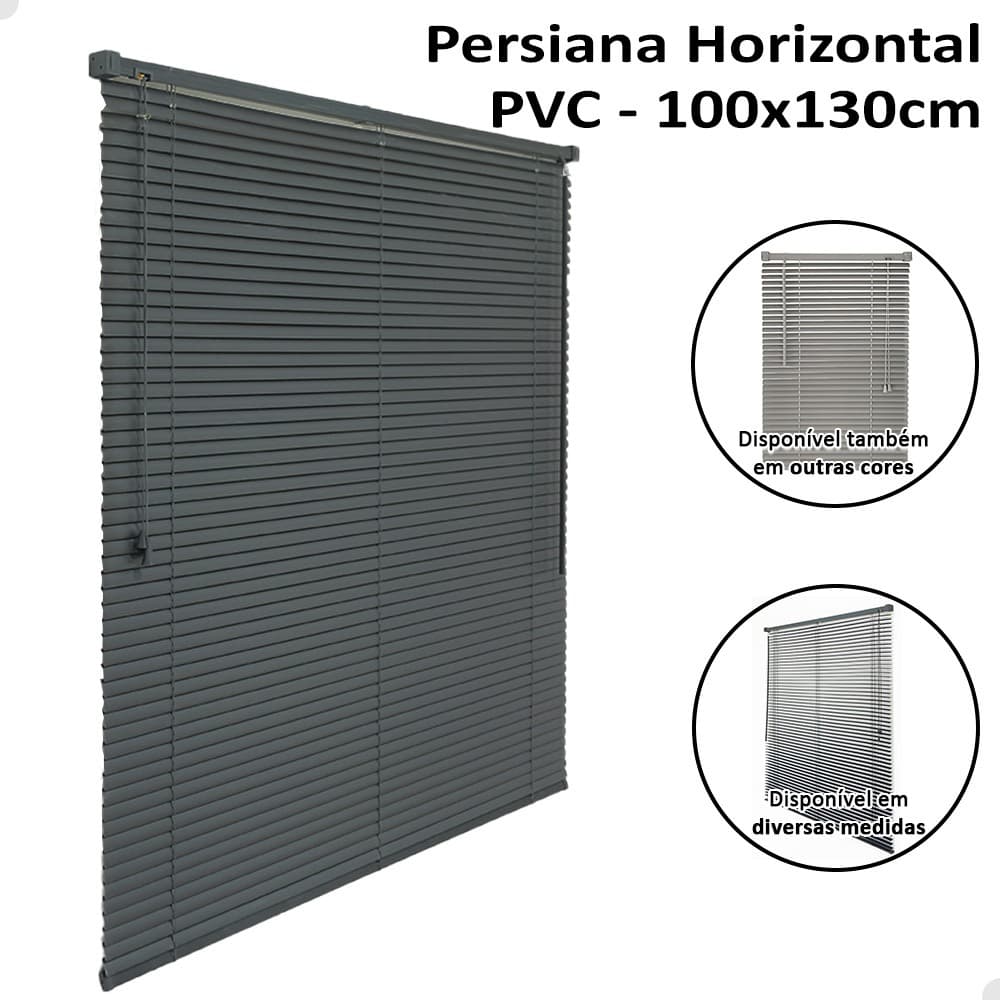 Persiana Horizontal PVC 25mm 100x130cm Sala Quarto Escritório Fácil Instalação