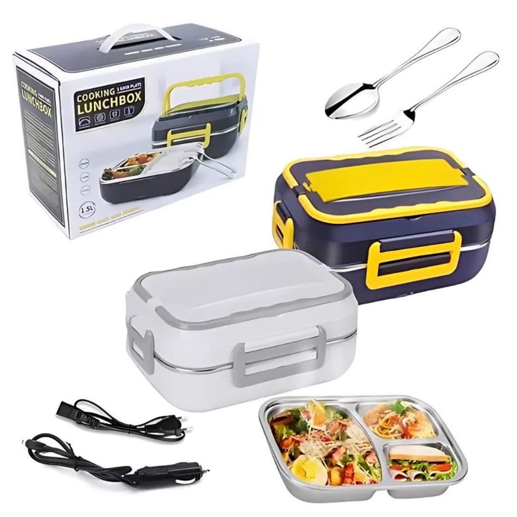 Marmita Elétrica Portátil de Inox (BNZ-507) 1.5L 12v 24v 110v 220v Caminhão Carro Casa C/ 2 Cabos