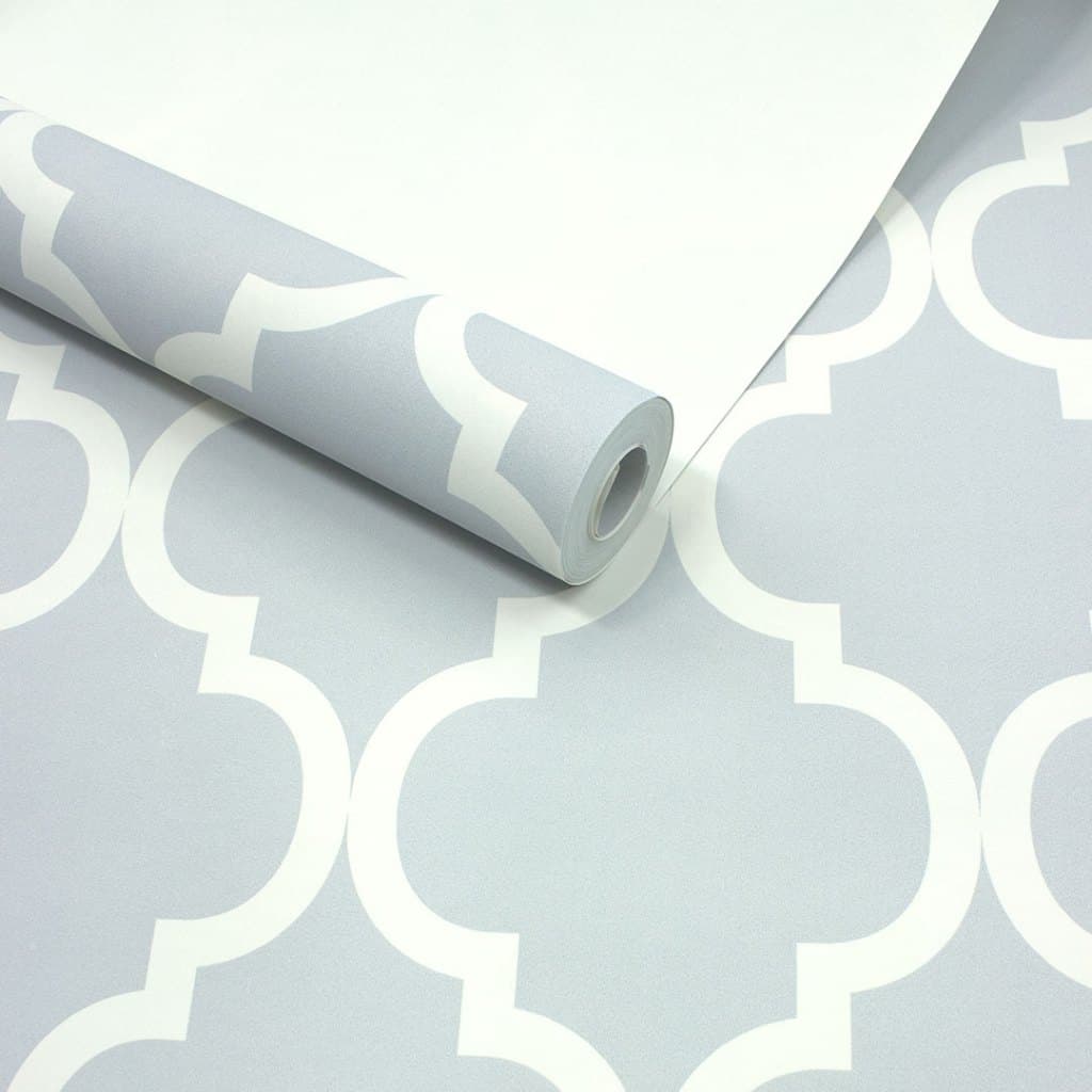 Papel de Parede Cinza Geométrico Com Cola Inclusa