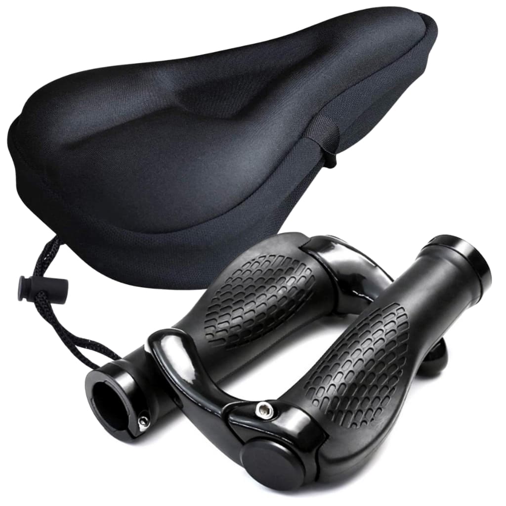 Kit Capa Para Banco Bike Selim em Gel Silicone Confortável Ajustável + Manopla Anatômica Para Bike Bar End Ciclismo