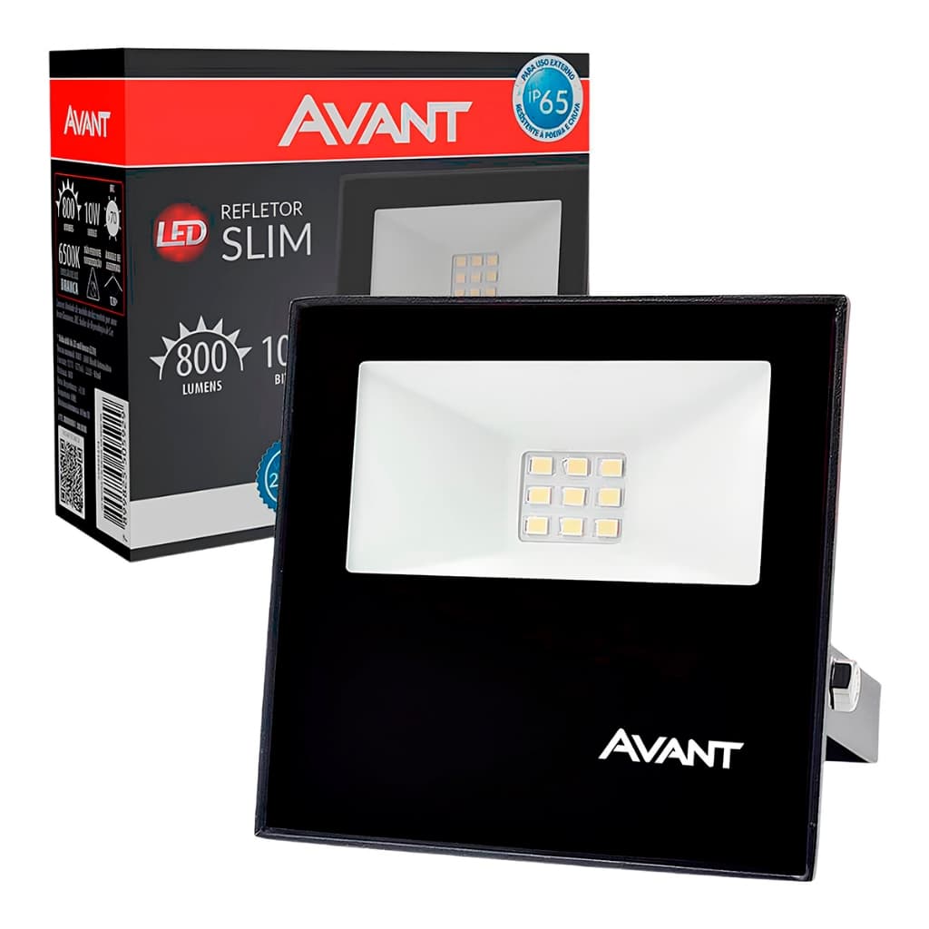 Refletor de LED AVANT 10W para Iluminação Externa, 6500K, 750 lúmens, Bivolt, Luz Branca