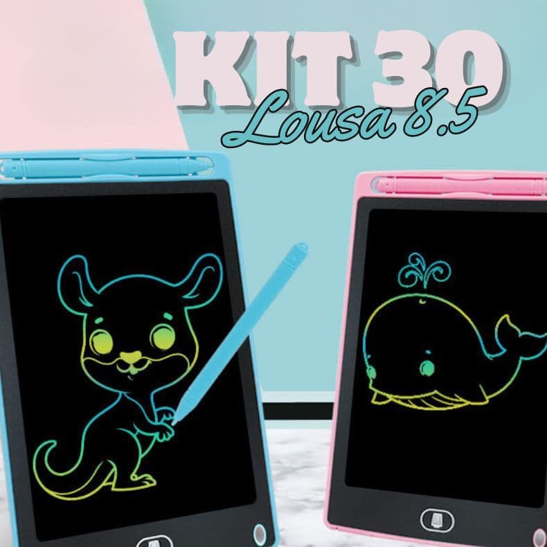 Kit 30 Peças Lousa Mágica Tela Lcd 8.5 Polegadas Infantil De Escrever E Desenhar Tablet