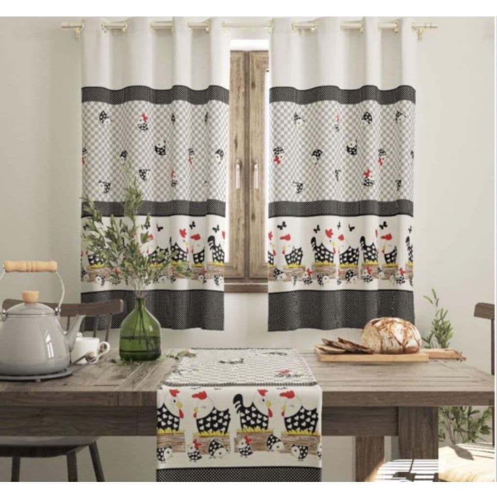 Cortina de Cozinha Oxford Lindas Estampas  2.30x1.45 - PRONTA ENTREGA
